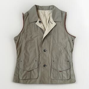 Ralph Lauren Womens Shooting Vest Riding Hunting Reversible Brown Leather Size L